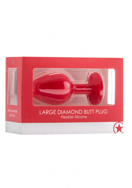 Large Diamond Butt Plug - Red - Huge Butt Plug