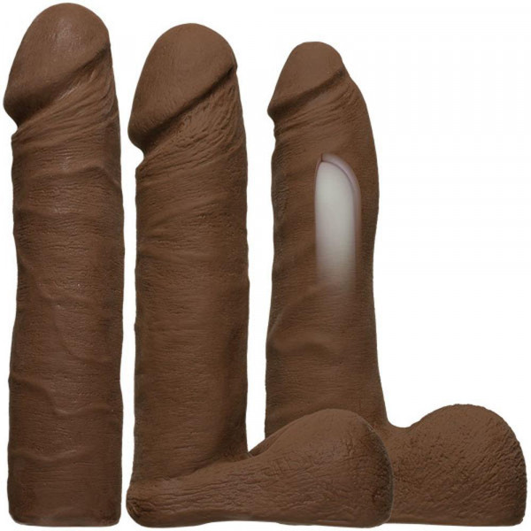 Vac-U-Lock - Dual Density Ultraskyn Set with 3 Chocolate Dongs
