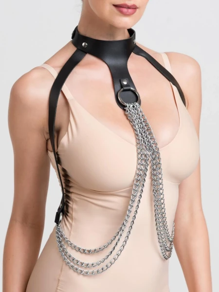 DOMINIX Deluxe Leather and Chain Bra Harness