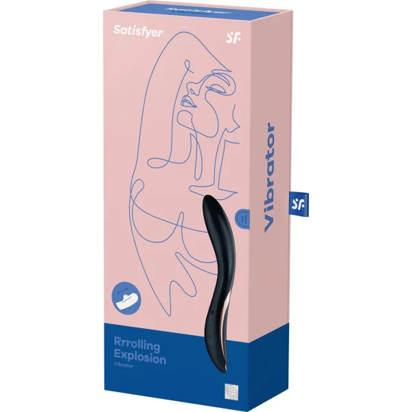Satisfyer Rrrolling Explosion Silicone Rechargeable Waterproof 12-Function G-Spot Vibrator - Black