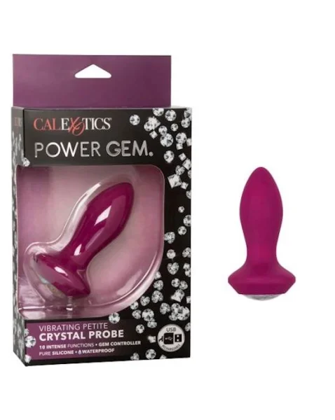 Power Gem Vibrating Petite Crystal Probe - Purple - 3.7 Inch