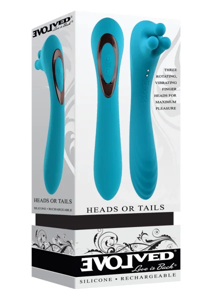 Heads Or Tails Silicone Rechargeable Waterproof Dual Stimulation Vibrator By Evolved Novelties - Teal