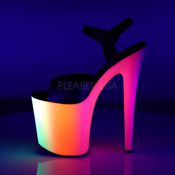 8 inches Heel, 4 inches PF Ankle Strap Sandal W/Neon MC PF Bottom — image 3 of 8