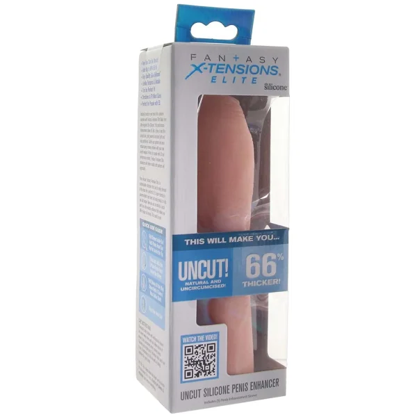 Fantasy X-tensions Elite Silicone 7" Uncut Penis Extension - Vanilla