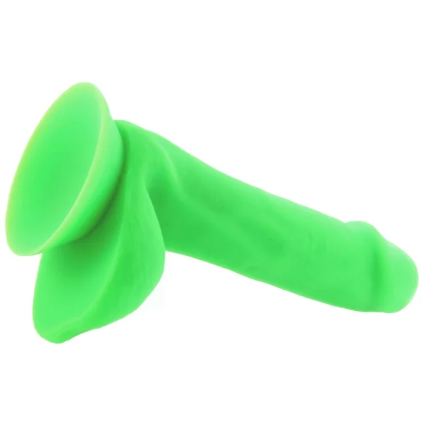 Neo Elite - 6 Inch Silicone Dual Density Cock  With Balls - Neon Green