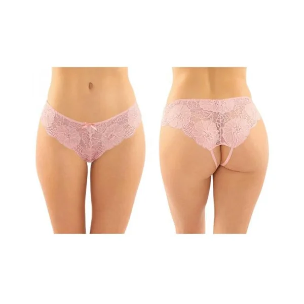 Poppy Crotchless Floral Lace Panty 6-pack S/m Pink