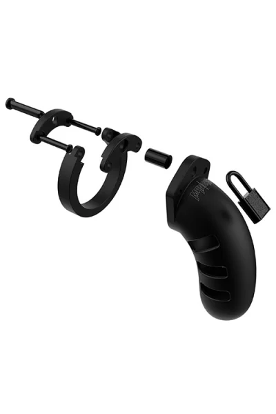 Shots Toys Large Black Silicone Cock Cage with Metal Lock