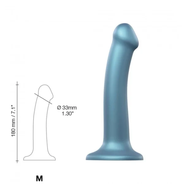 StrapOnMe Mono Density Dildo Metallic Duck Blue Size M Shine — image 4 of 8