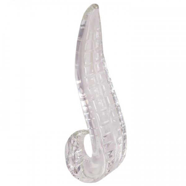 Glacier Glass Clear Devil’s Tongue Dildo – 7 Inch