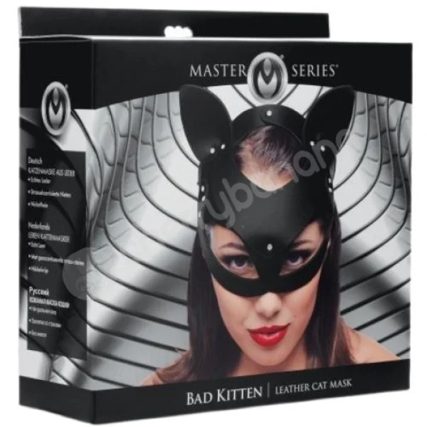 Master Series Bad Kitten Black Genuine Leather Adjustable Cat Mask