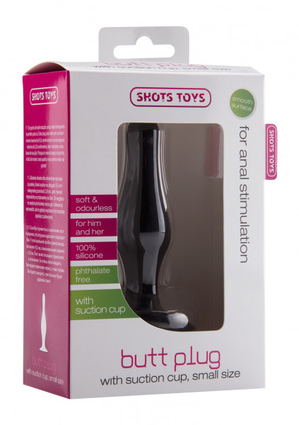 Butt Plug with Suction Cup - Small - Black - Small Butt Plug