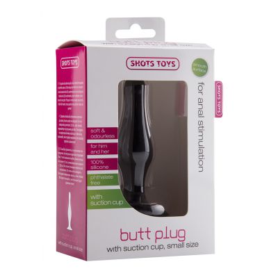 Butt Plug with Suction Cup Small Black Small Butt Plug