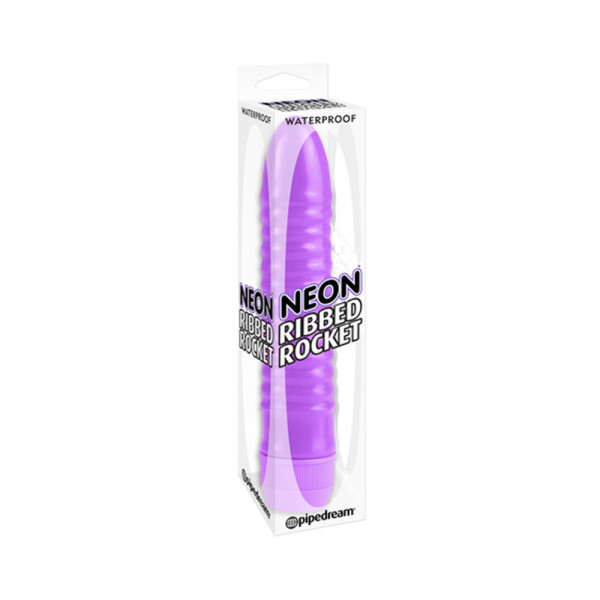 Neon Ribbed Rocket Vibrator