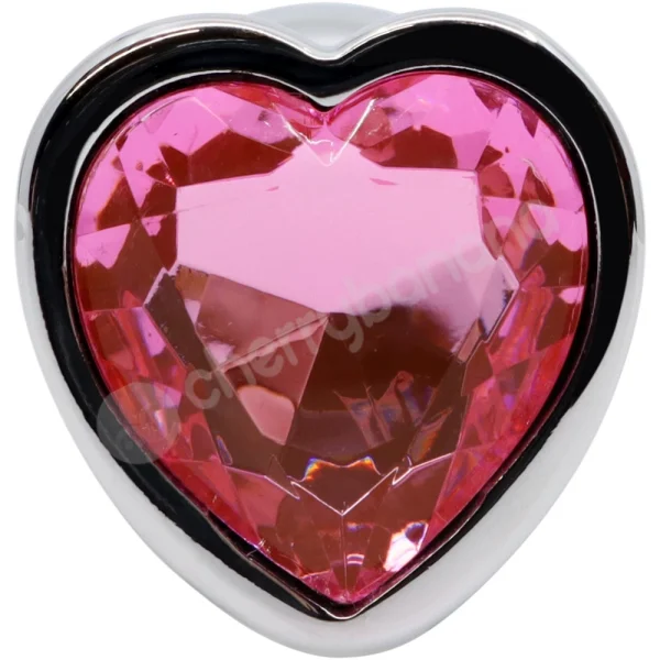 Hidden Treasures Silver & Pink Heart Gem 2.9" Butt Plug