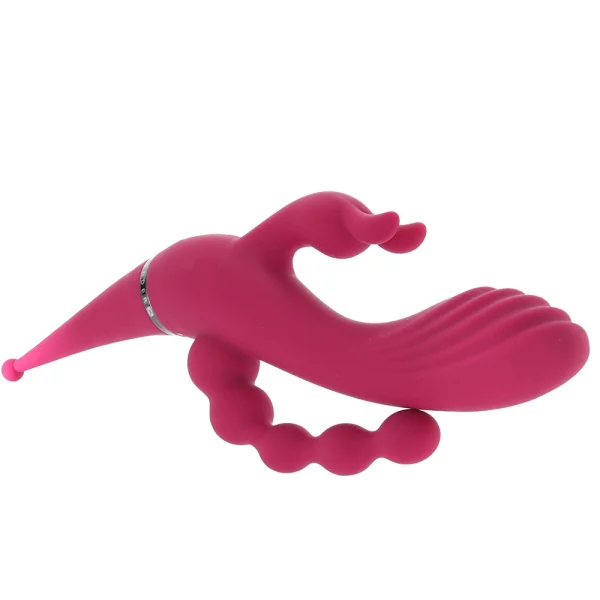Gender X Four By Four Rechargeable Waterproof Silicone Quadruple Stimulating Vibrator - Red