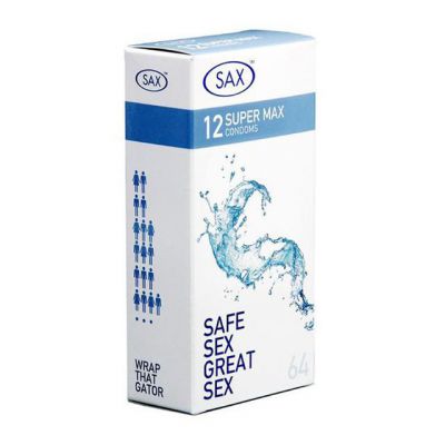 SAX 64mm Condoms Super Max Fit 12 pack