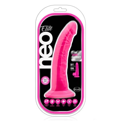 Blush Neo Neon Pink Elite 7 5 Inch Silicone Dual Density Cock