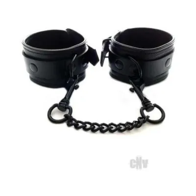Rouge Leather Ankle Cuffs Black With Black Accessories