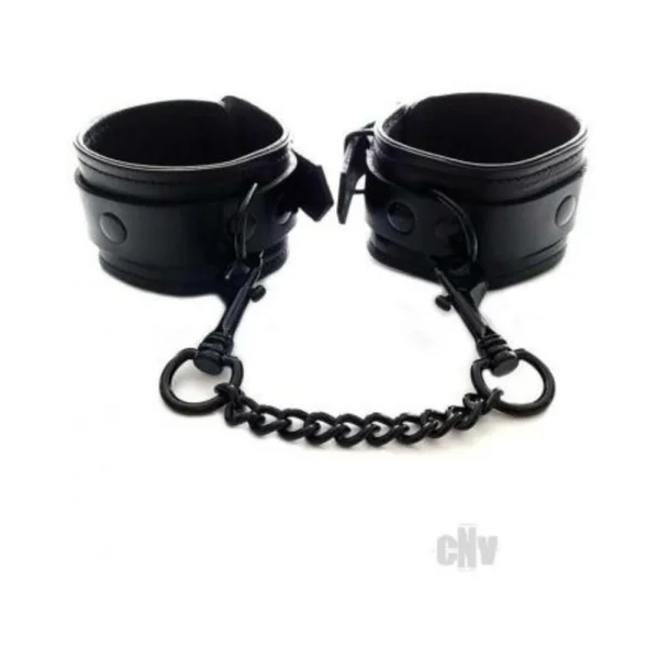 Rouge Leather Ankle Cuffs Black With Black Accessories