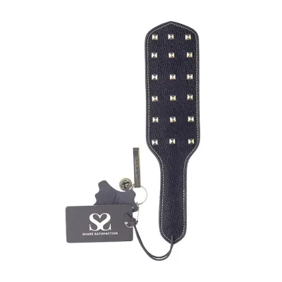 Bound X Grain Leather Paddle With Square Studs 17 Inch