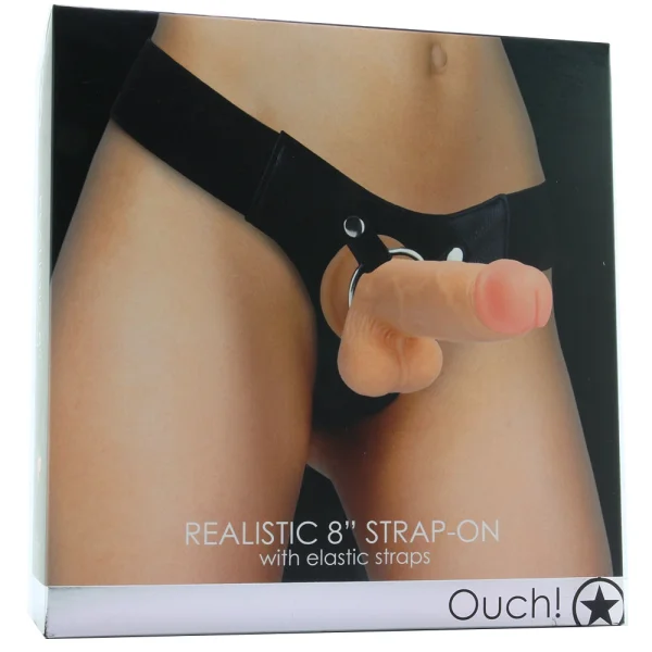 Ouch! Strap-On Harness & 8 Inch Realistic Dildo