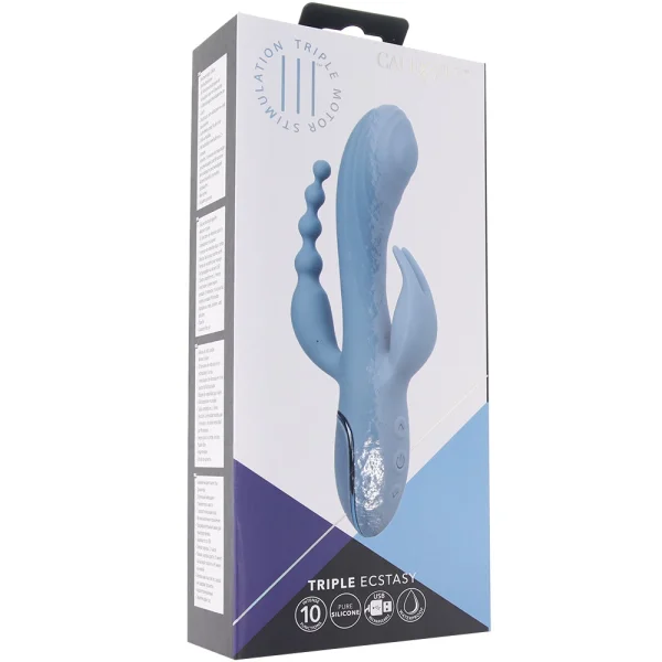 III Triple Ecstasy Silicone Pulsating Rechargeable Triple Stimulation Vibrator By CalExotics