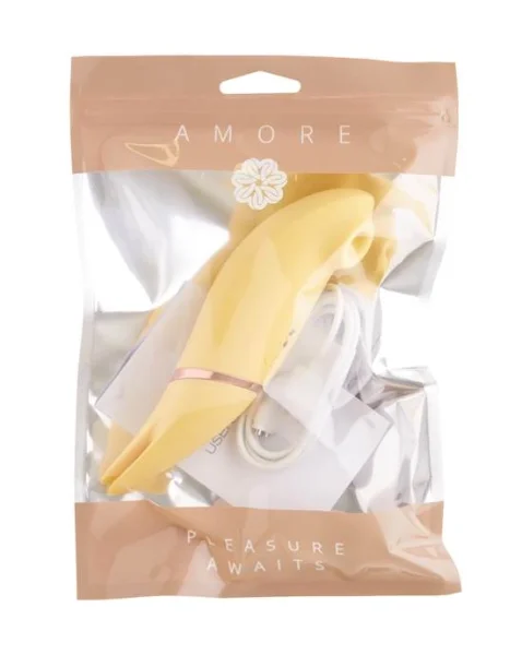 Amore Perched Suction Vibrator - Yellow