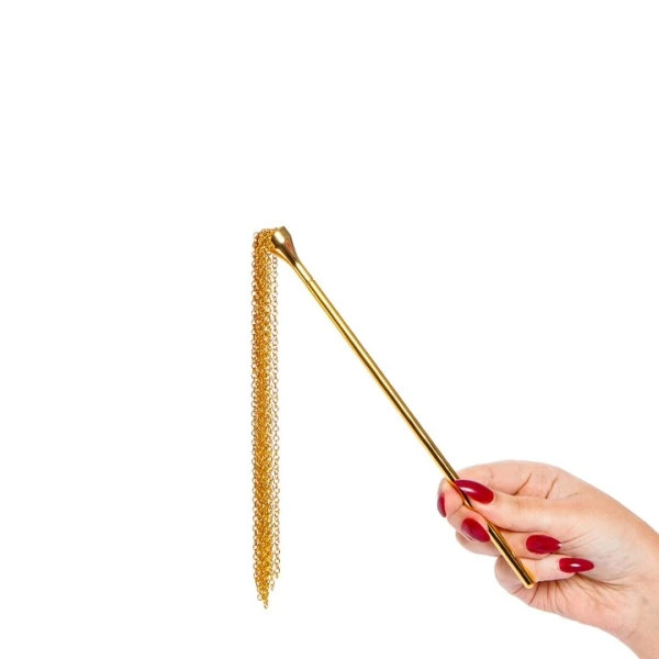 Bondara Luxe 2-in-1 Ostrich Feather Tickler & Gold Chain Flogger