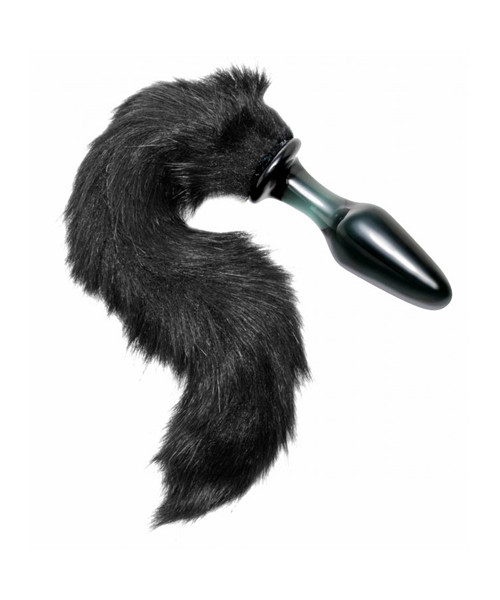 Midnight Fox Glass Butt Plug with Tail