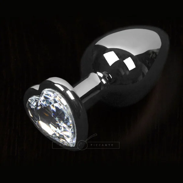 Dolce Piccante Silver Style Small Anal Plug Clear Heart Gem — image 4 of 4