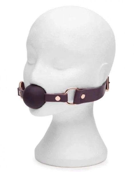 Fifty Shades Cherished Leather Ball Gag Purple