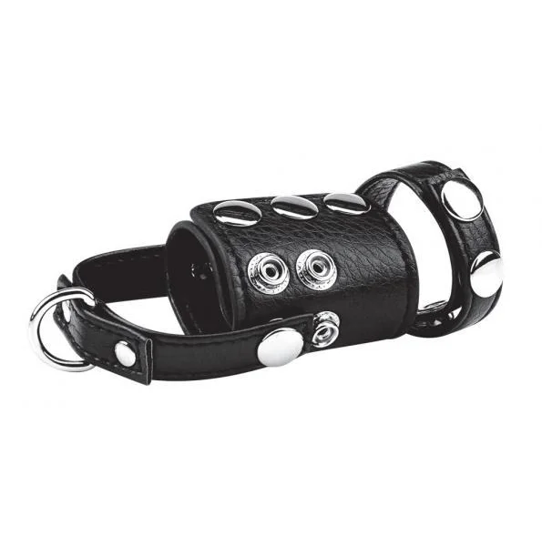 C & Ball Gear Cock Ring with Ball Stretcher 2 inches Black