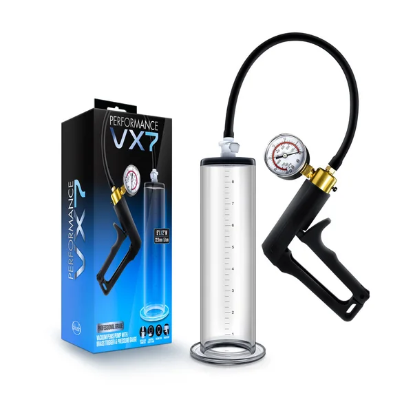 Performance - Vx7 Vacuum Penis Pump With Brass Trigger & Pressure Gauge  -  Clear — image 21 of 24