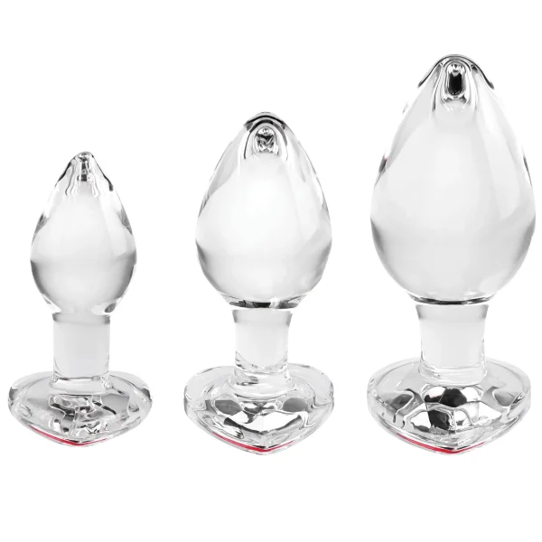 Red Heart Gem Glass Plug Set