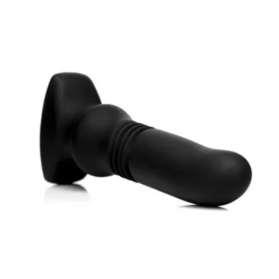 Thunder Plugs Silicone Vibrating and Thrusting Plug Black