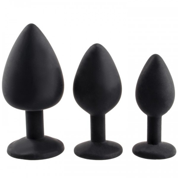 Bejewelled Black Silicone Jewelled Butt Plug – 2.5, 3 or 3.5 Inch — image 2 of 6