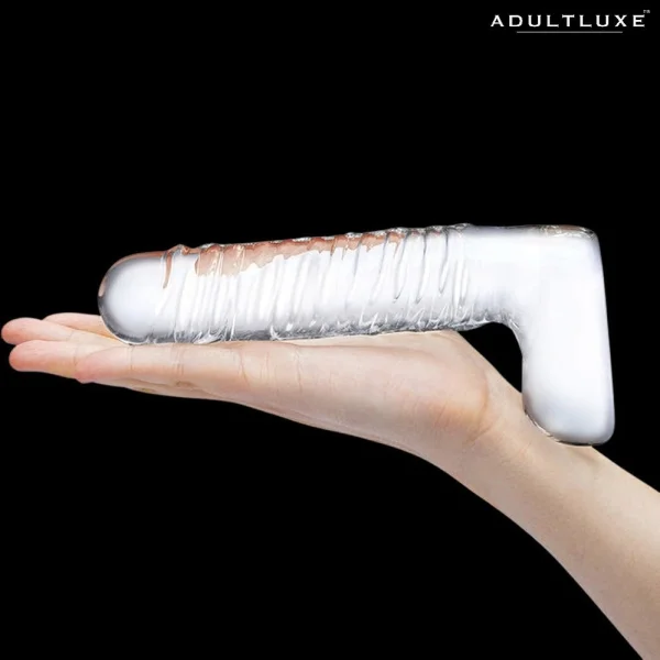 Glas 8 Realistic Ribbed Glass Dildo with Balls