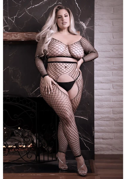 Stunner Long Sleeve Top and Crotchless Tights - Queen Size