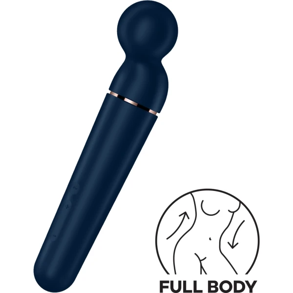 Satisfyer Planet Wand-er Silicone Rechargeable Waterproof Wand Style Vibrator - Blue
