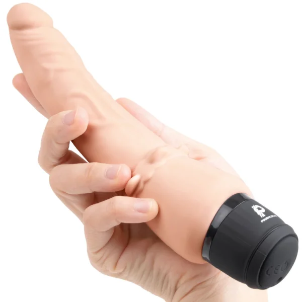 Powercocks Slim Anal Realistic Silicone Waterproof Rechargeable 7" Vibrator - Vanilla