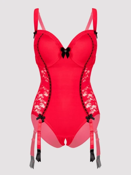 Lovehoney Plus Size Seduce Me Red Push-Up Crotchless Teddy