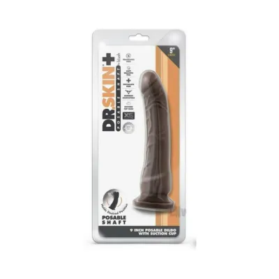 Dr Skin Plus Posable Dildo 9 In Chocolate