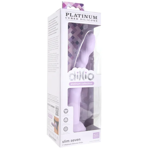 Dillio Platinum Slim Seven Silicone 7" Suction Cup Dildo - Lavender