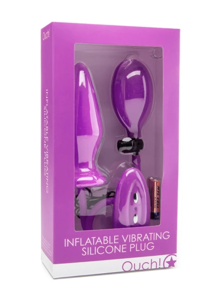 Inflatable Vibrating Silicone Plug - Purple -