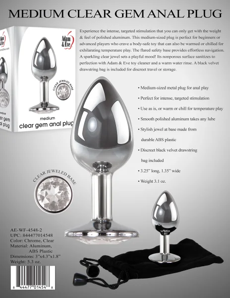 Medium Clear Gem Butt Plug