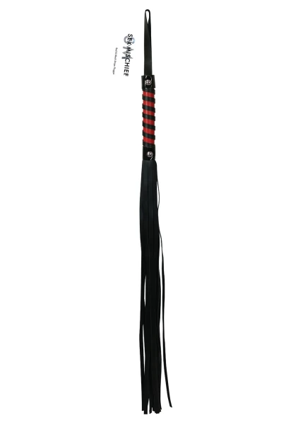 Sex & Mischief Faux Leather Red & Black Strips Flogger