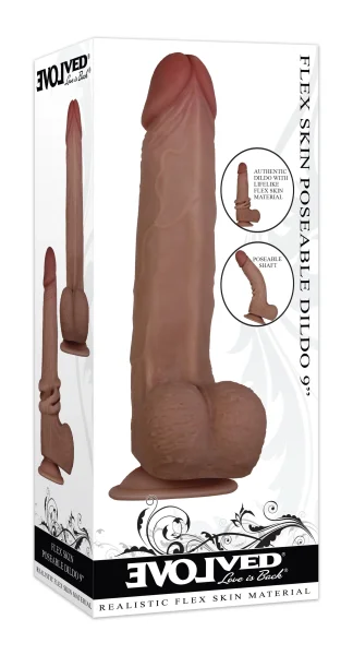 Flexskin Poseable Dildo - 9 Inch - Dark