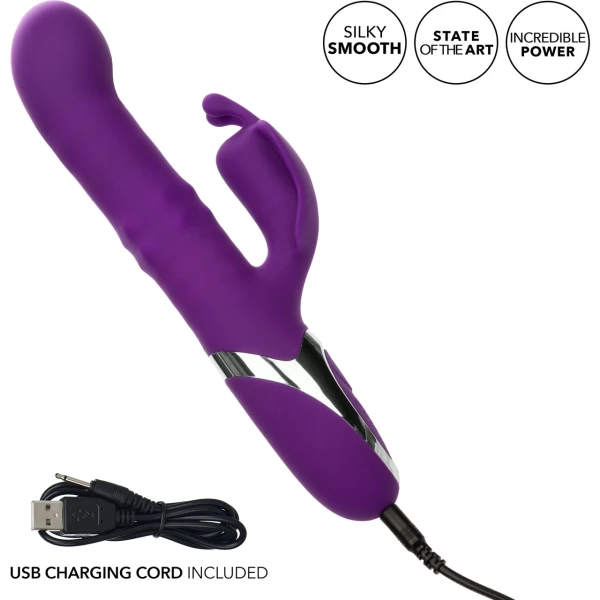 Enchanted Flutter Rechargeable Dual Stimulation Silicone Vibrator With Thrusting Tip & Rotating Beads By CalExotics
