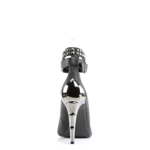 4 1/2 inches Chrome Lightning Bolt Heel Ankle Strap Pump — image 4 of 4