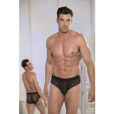 Men s Brief Studded Large Black